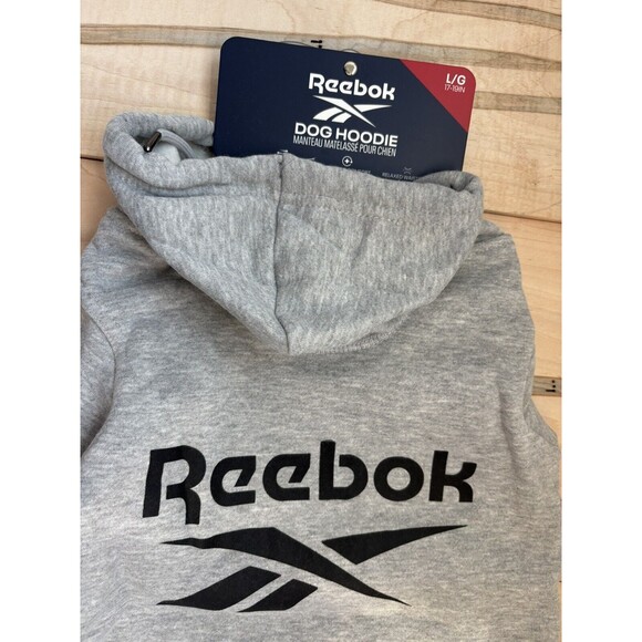 Reebok Dog Pullover Hoodie Gray Fleece Dog Sweater, LARGE - Picture 1 of 10